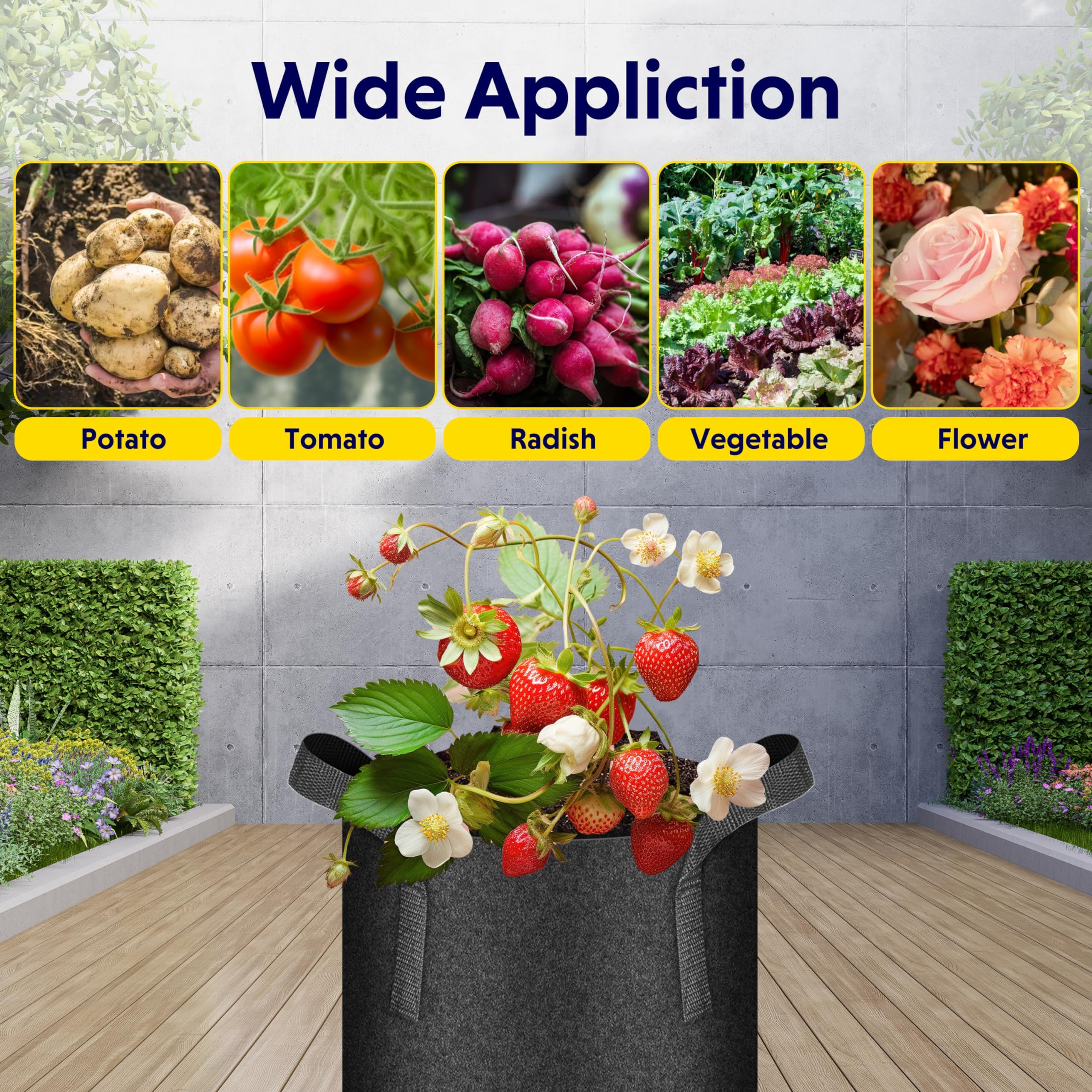 iPower 10 Pack 3 Gallon Grow Bags with Labels, 300G Thickened Nonwoven Plant Fabric Pots with Handles, Aeration Garden Grow Pots for Tomato Potato Vegetables, Fruits, Flowers, Black - Image 7