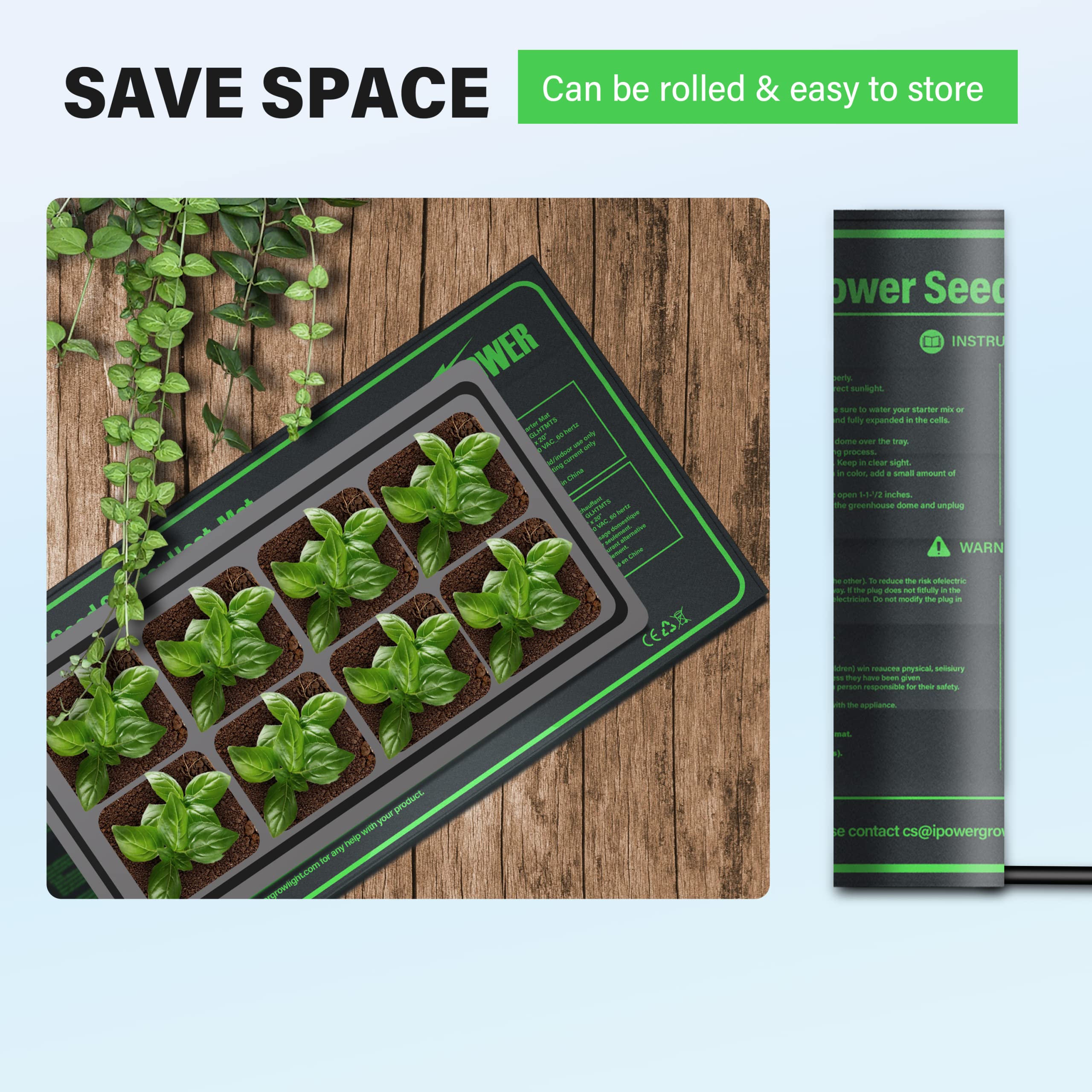iPower 10" x 20" Waterproof Durable Seedling Heat Mat Warm Hydroponic Plant for Indoor Gardening Germination Starting, 2 Pack - Image 6