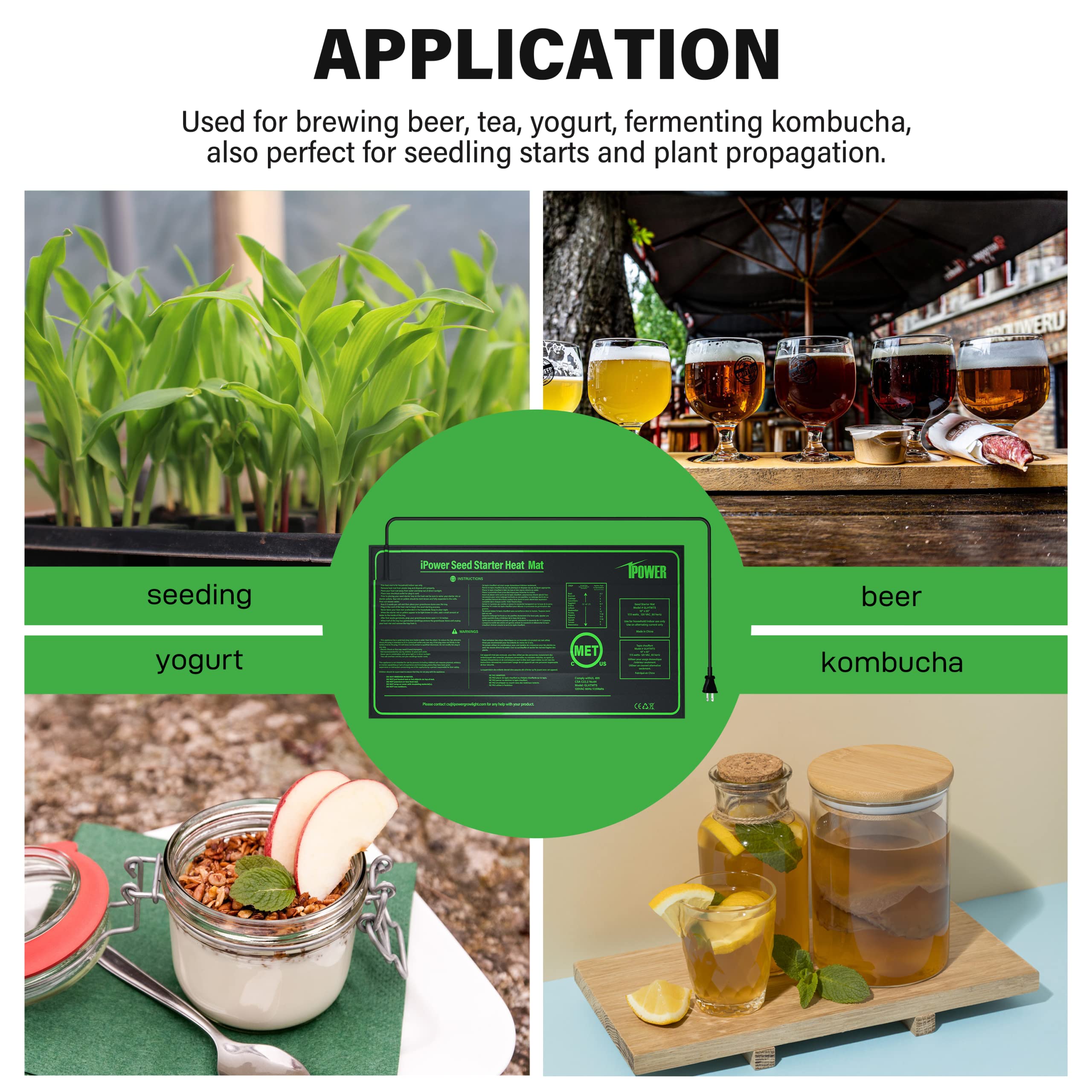 iPower 10" x 20" Waterproof Durable Seedling Heat Mat Warm Hydroponic Plant for Indoor Gardening Germination Starting, 2 Pack - Image 7