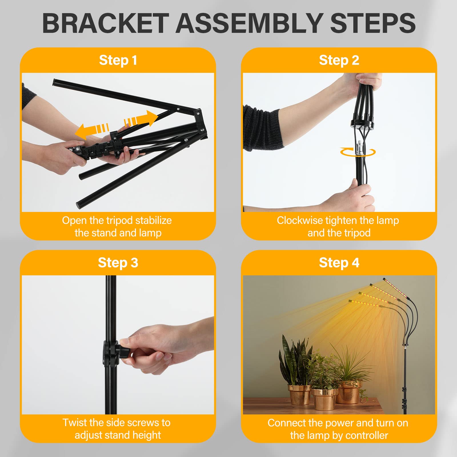 iPower 108 LED Grow Lamp with Full Spectrum for Indoor Plants, AdjustableTripod and Gooseneck, 3 Light Modes&10 Dimmable Levels, Auto 4H/8H/12H Timer - Image 5