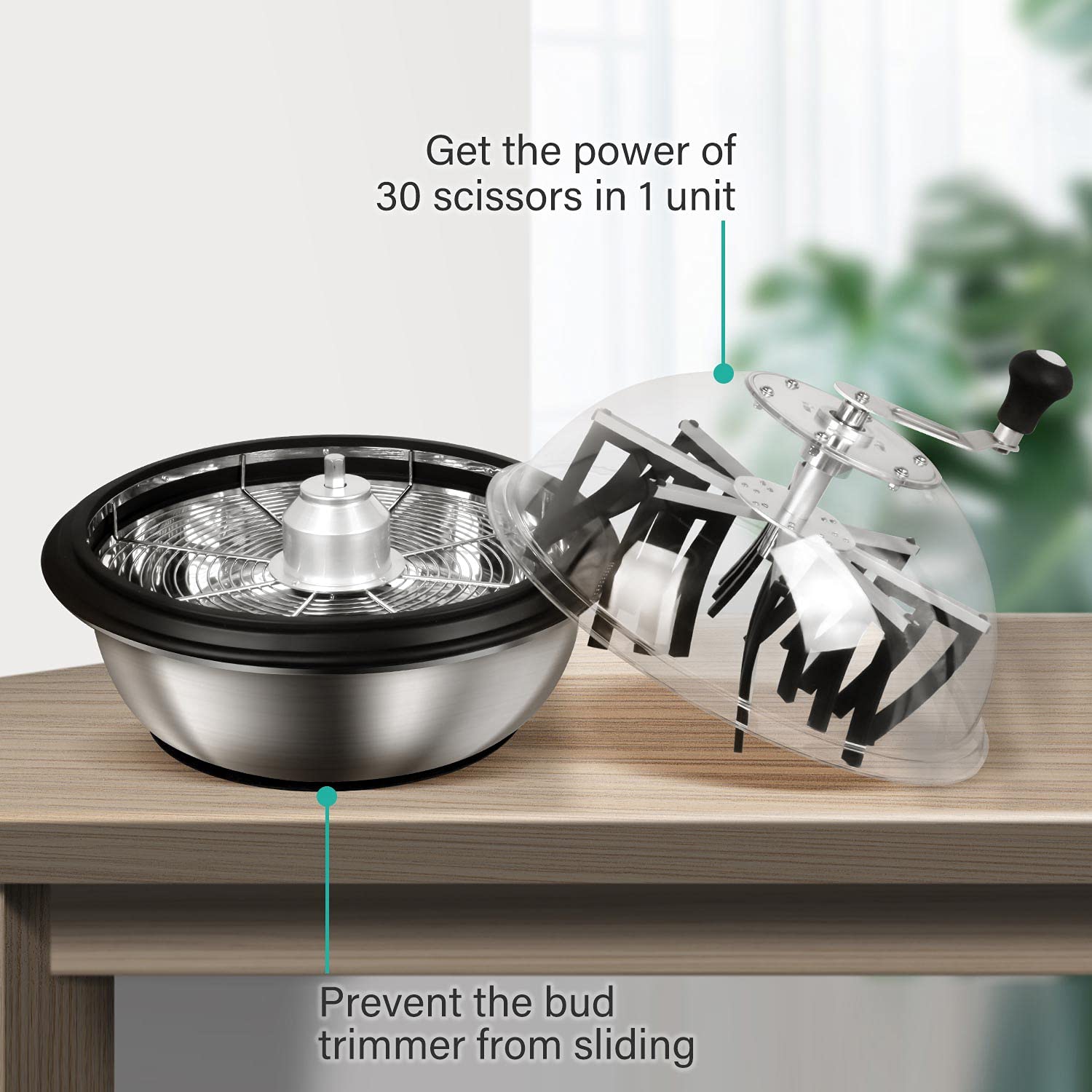 iPower 16-Inch Bud Leaf Bowl Trimmer Twisted Spin Cut for Plant and Flower, Upgraded Gears, Combo with 2ft 6 Layers Hanging Herb Drying Rack Net, Zippered, 16' 6L, 6.5” Gardening Hand Pruner, Yellow - Image 3