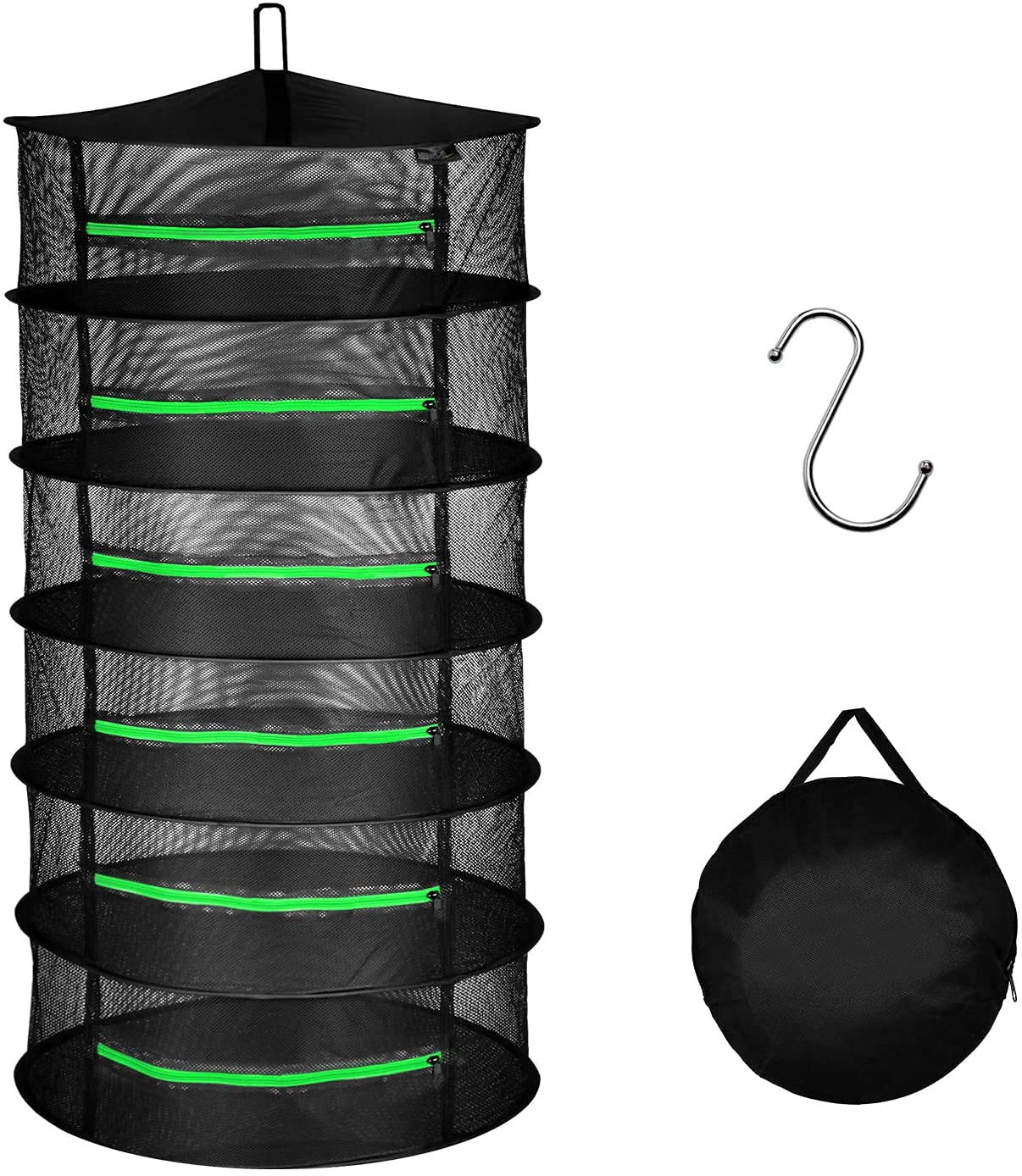 iPower 16-Inch Bud Leaf Bowl Trimmer Twisted Spin Cut for Plant and Flower, Upgraded Gears, Combo with 2ft 6 Layers Hanging Herb Drying Rack Net, Zippered, 16' 6L, 6.5” Gardening Hand Pruner, Yellow - Image 9