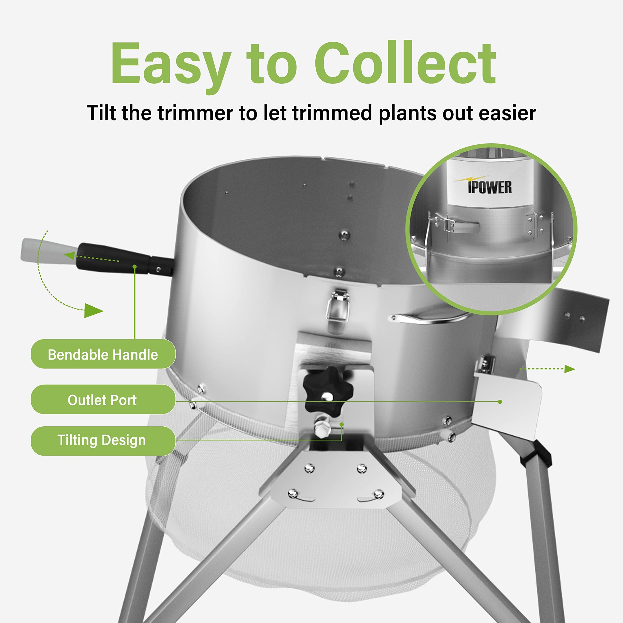 iPower 16 Inch Leaf Trimmer Machine, Dry Wet Trimming Reaper Bowl with Sharp Stainless Steel Blade, Spin Cutting, for Hydroponic Plant Bud and Flower - Image 4