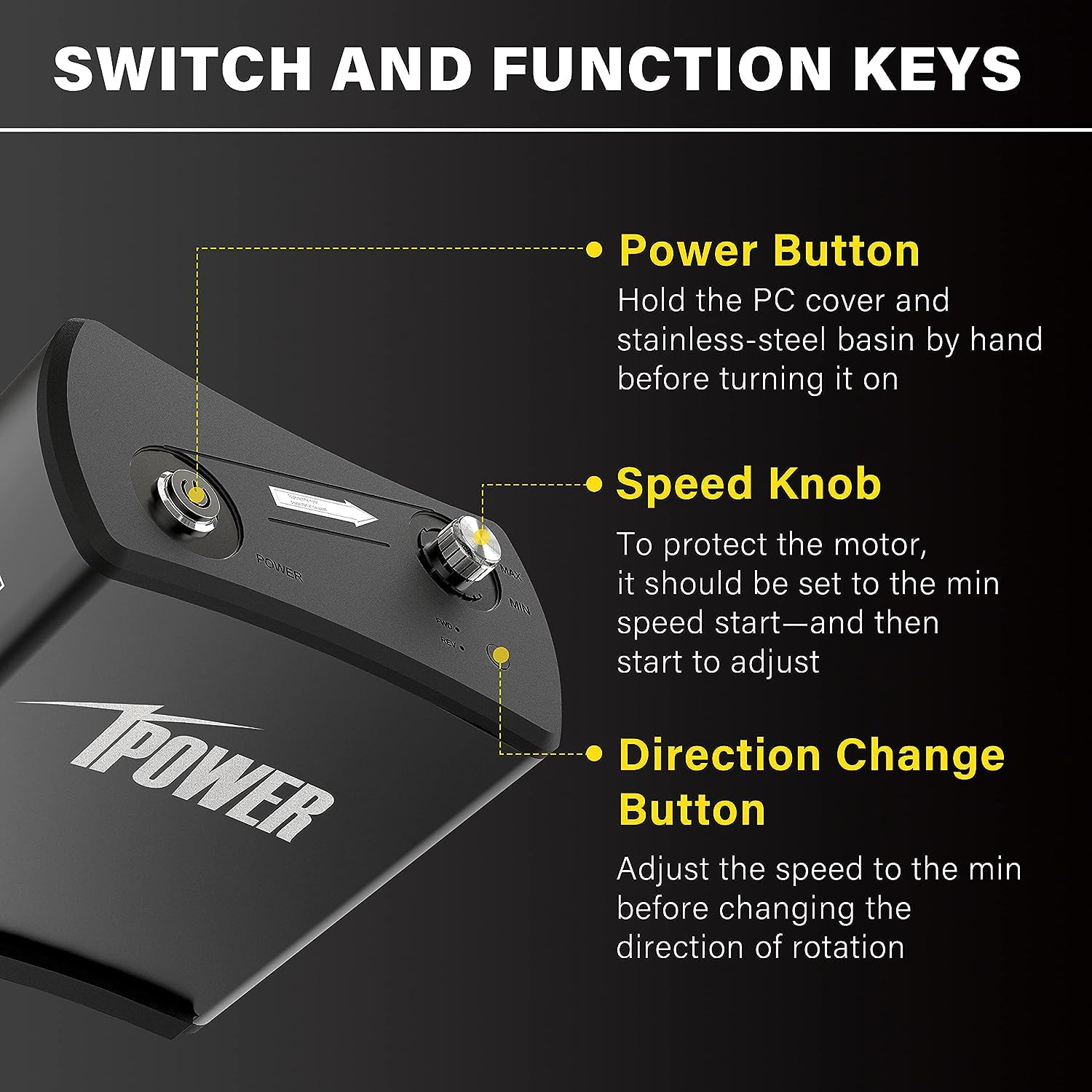 iPower 16 inch Trimmer Leaf Bowl Machine Twisted Spin Cut with Electric Powered Spinner, Sharp Stainless Steel Blades and Clear Visibility Dome, 16', Hydroponic Plant Bud and Flower - Image 6