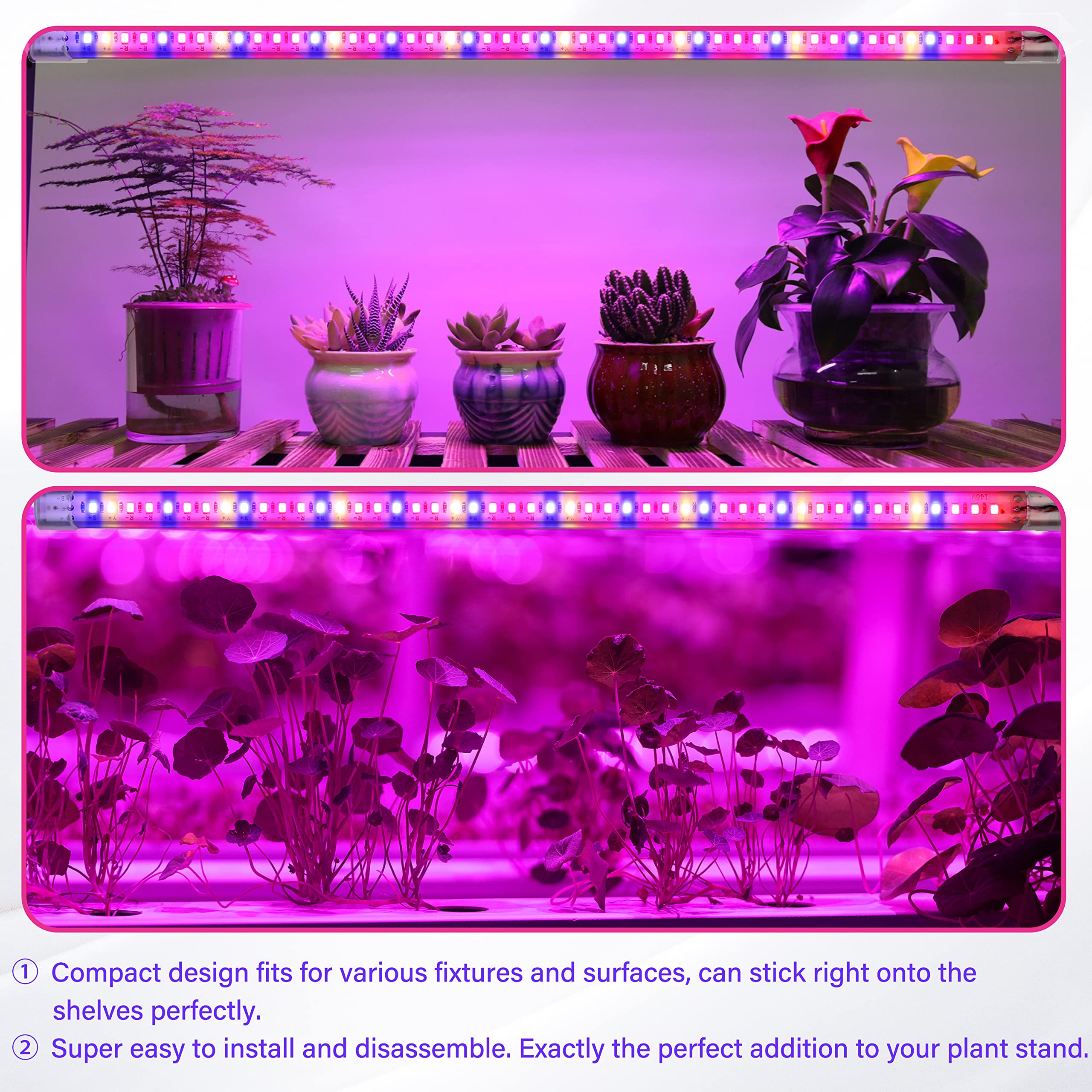 iPower 20W LED Plant Grow Light Strips Full Spectrum for Indoor Plants with Auto ON/Off 3/9/12H Timer, 10 Dimmable Levels 48 LEDs Per Tude, for Hydroponics Succulent, 2 Tubes, Mix - Image 5