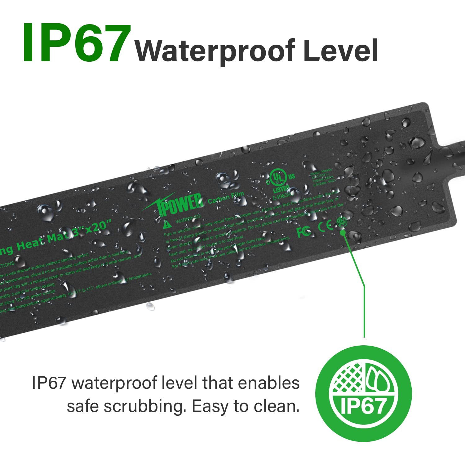 iPower 3" x 20" Seeding Heat Mat with Thermostat Temperature Adjustable Knob Durable Warm Hydroponic Plant Germination Starting Pad, Black - Image 4