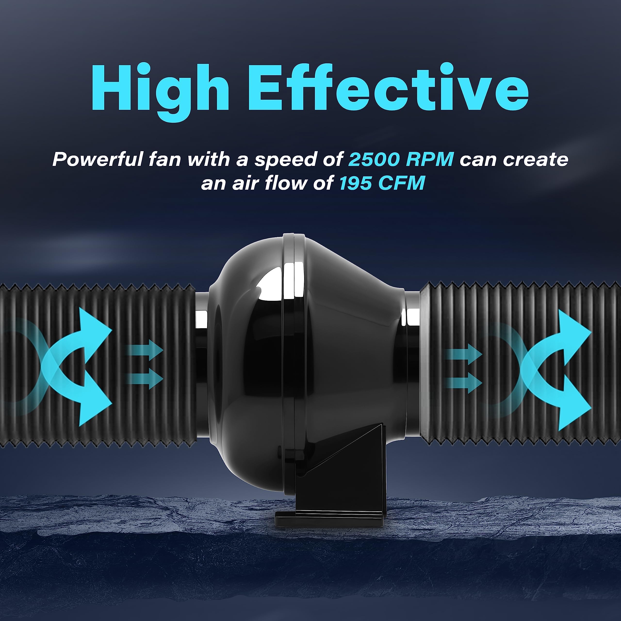 iPower 4 Inch 195 CFM Inline Duct Exhaust Fan Air Vent Booster Ventiliation Blower for Grow Tent, Attic, HVAC, Basements or Kitchens, Low Noise, Black - Image 4