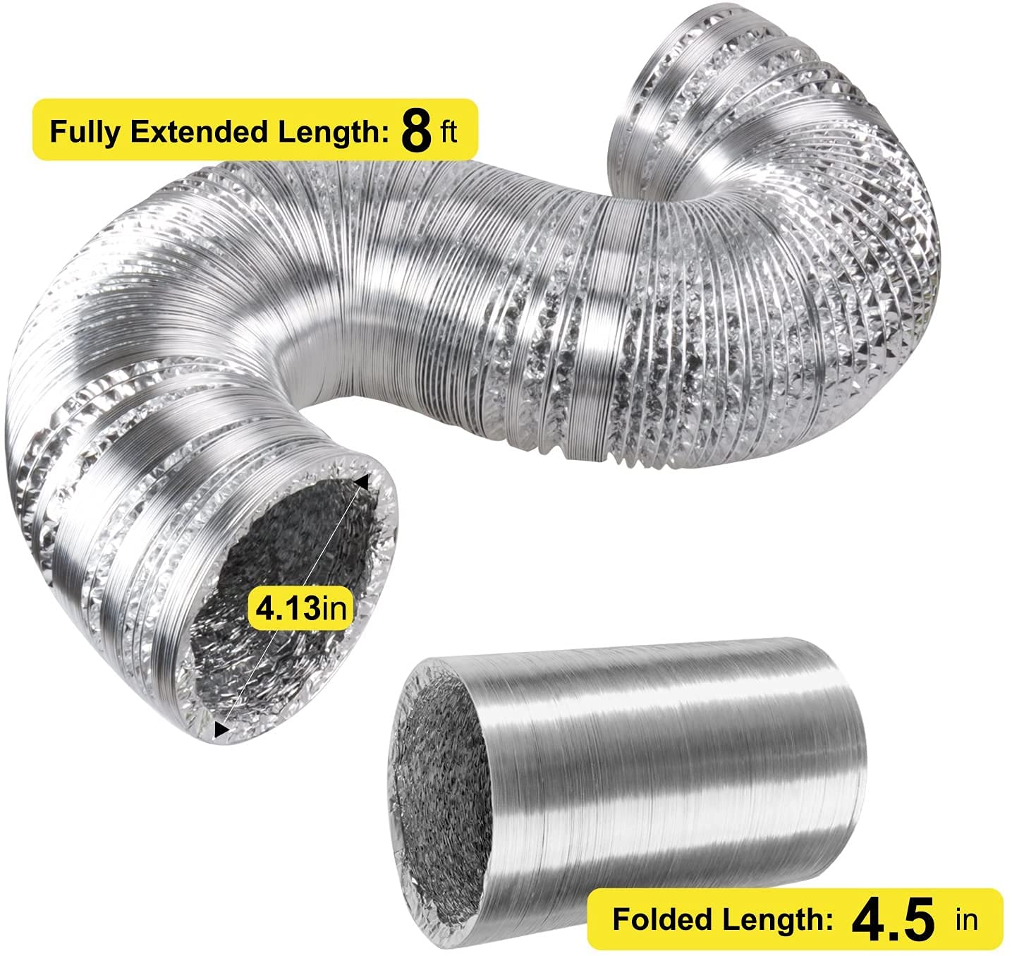 iPower 4 Inch 195 CFM Inline Ventilation Fan Quiet Vent Blower Carbon Filter with Prefilter, 8 feet Aluminum Ducting for Grow Tent Air Circulation - Image 7