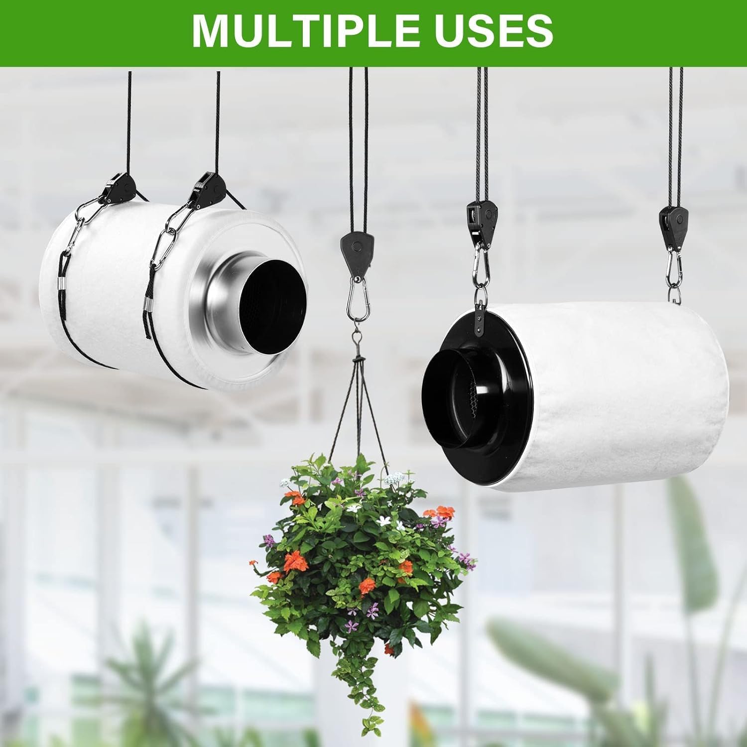 iPower 4 Inch Inline Fan, Air Carbon Filter, 8 Feet Black Ducting, Speed Controller, Rope Hanger for Grow Tent, Greenhouse, Basement, Attic, Black - Image 6