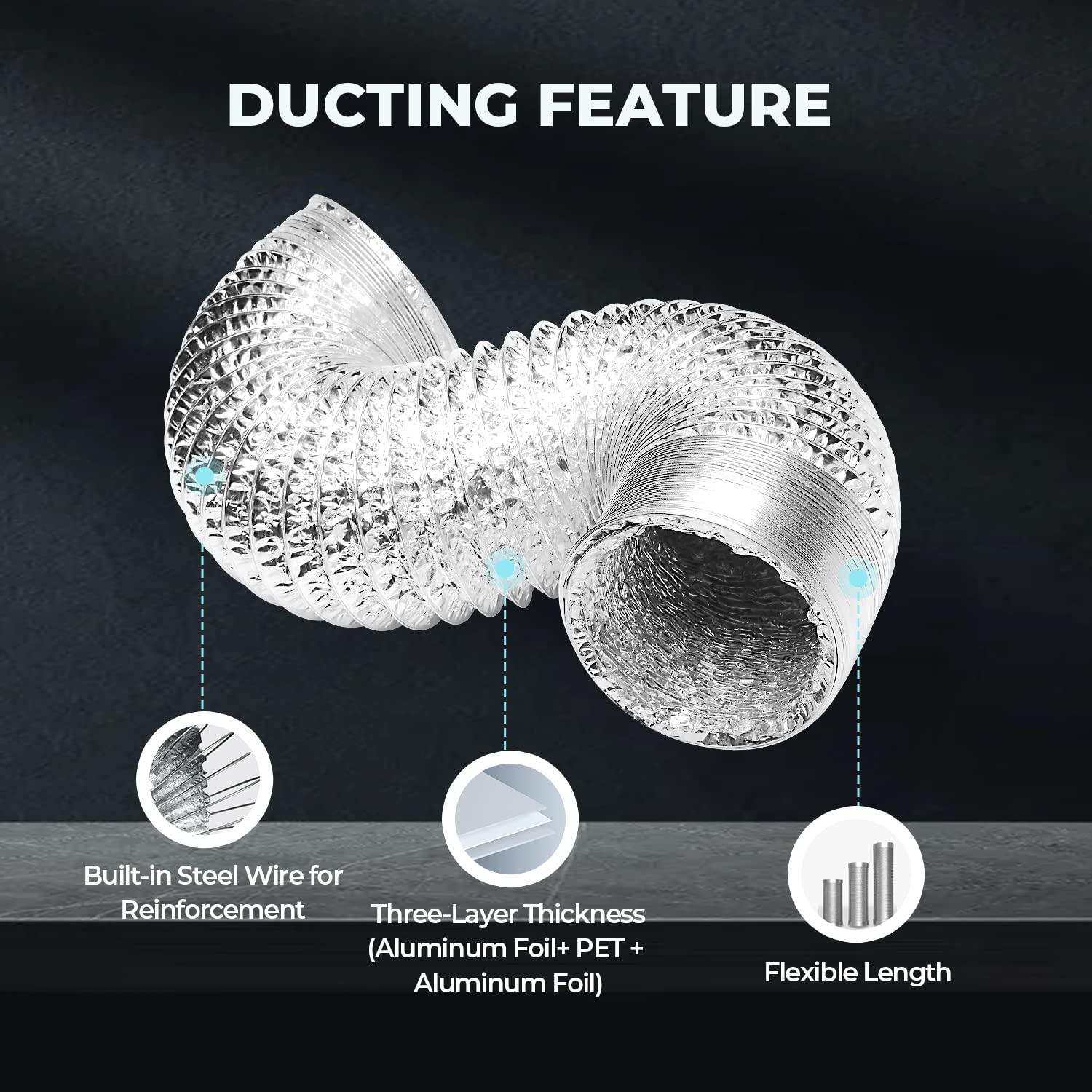 iPower 4 Inch Smart Inline Duct Ventilation Fan, Carbon Filter, 8 Feet Ducting with Temperature Humidity App Control via WiFi, Voice Control with Alexa, for HAVC Hydroponics/Grow Tent - Image 11