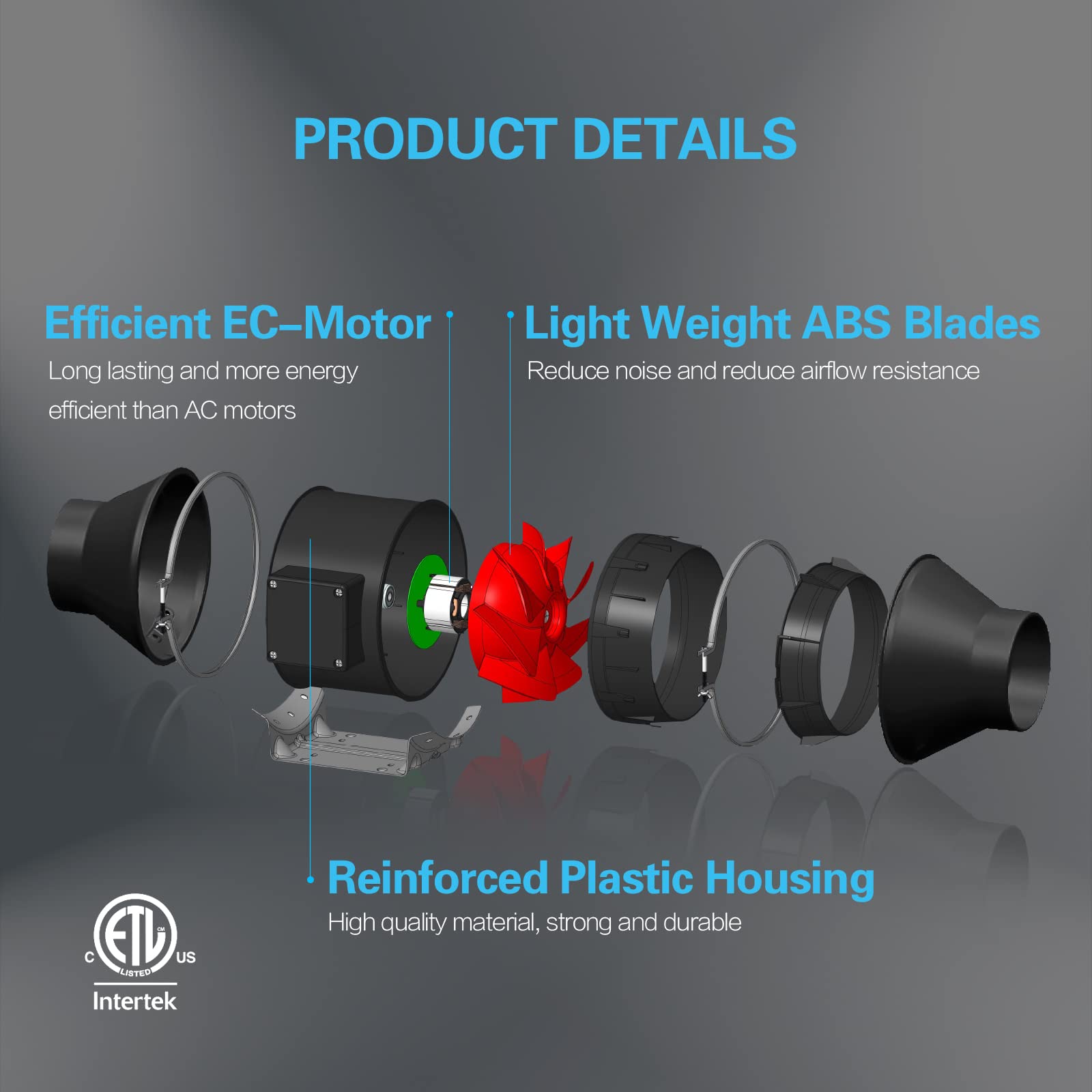 iPower 4 Inch Smart Inline Duct Ventilation Fan, Carbon Filter, 8 Feet Ducting with Temperature Humidity App Control via WiFi, Voice Control with Alexa, for HAVC Hydroponics/Grow Tent - Image 5