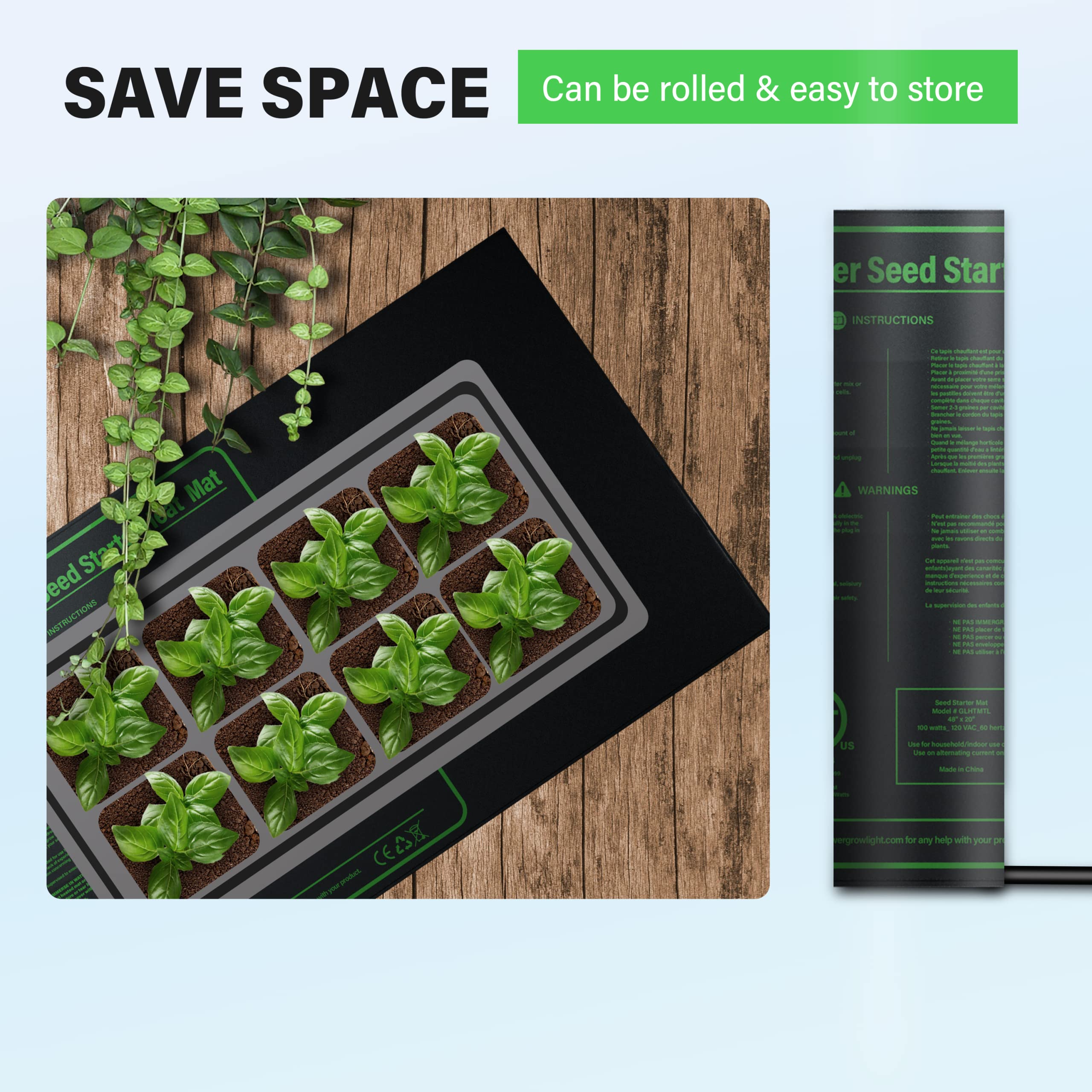 iPower 48" x 20" Waterproof Durable Seedling Heat Mat Warm Hydroponic Plant for Indoor Gardening Germination Starting - Image 6