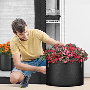 iPower 5-Pack 10 Gallon Plant Grow Bags Thickened Nonwoven Aeration Fabric Pots Heavy Duty Durable Container, Strap Handles for Garden, Black - Image 8