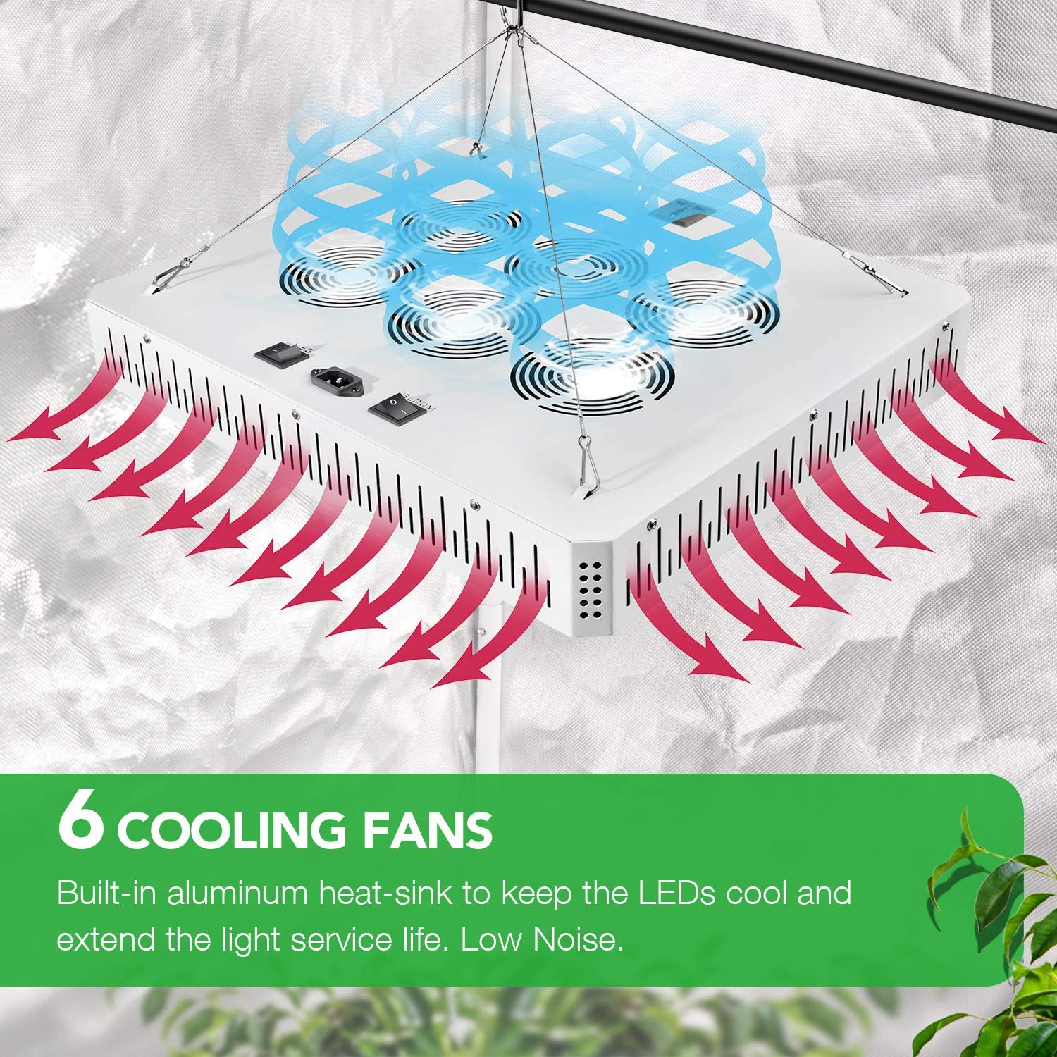 iPower 580W LED Grow Light, Full Spectrum with CREE COB and Adjustable Rope for Indoor Hydroponics, Seeding, Flower, Greenhouse - Image 5