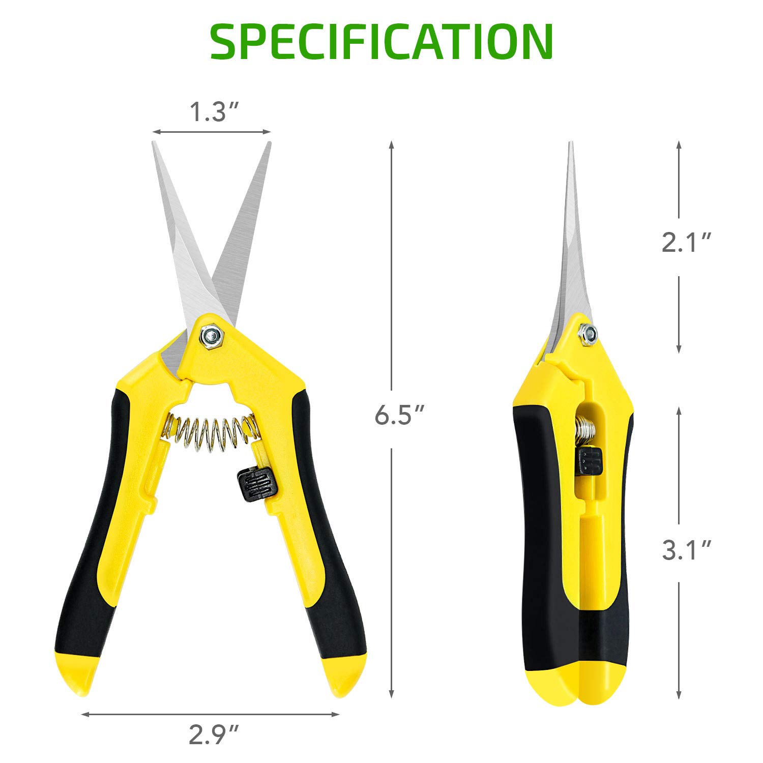 iPower 6.5 inch Pruning Shears for Gardening Trimming Scissors, Hand Pruner, Stainless Steel, Yellow - Image 4