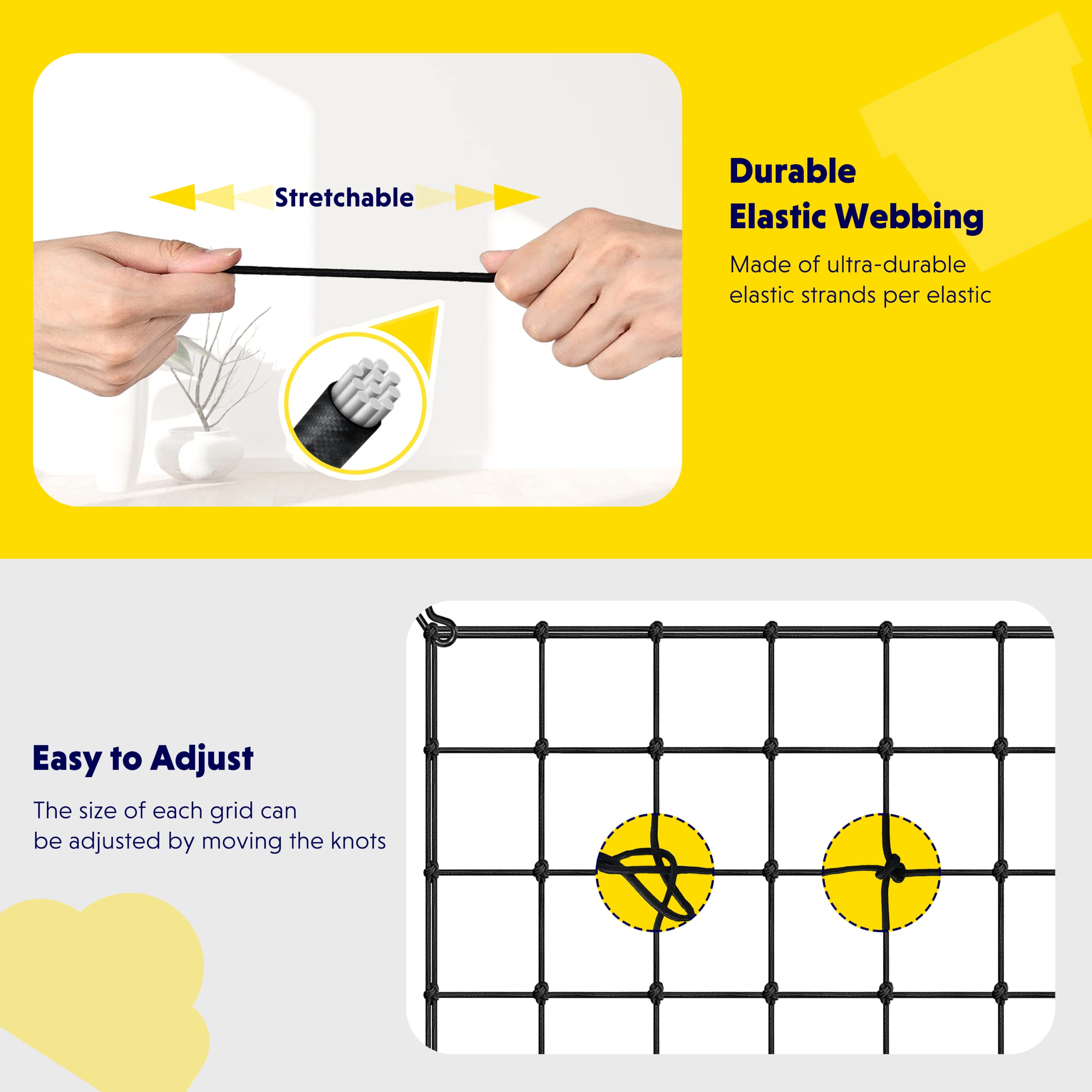 iPower Elastic Trellis Netting for 5x5FT Grow Room, Heavy-Duty Plant Net with Hooks, Flexible Hydroponics Support for Indoor Plants, Gardening, and Horticulture - Image 3