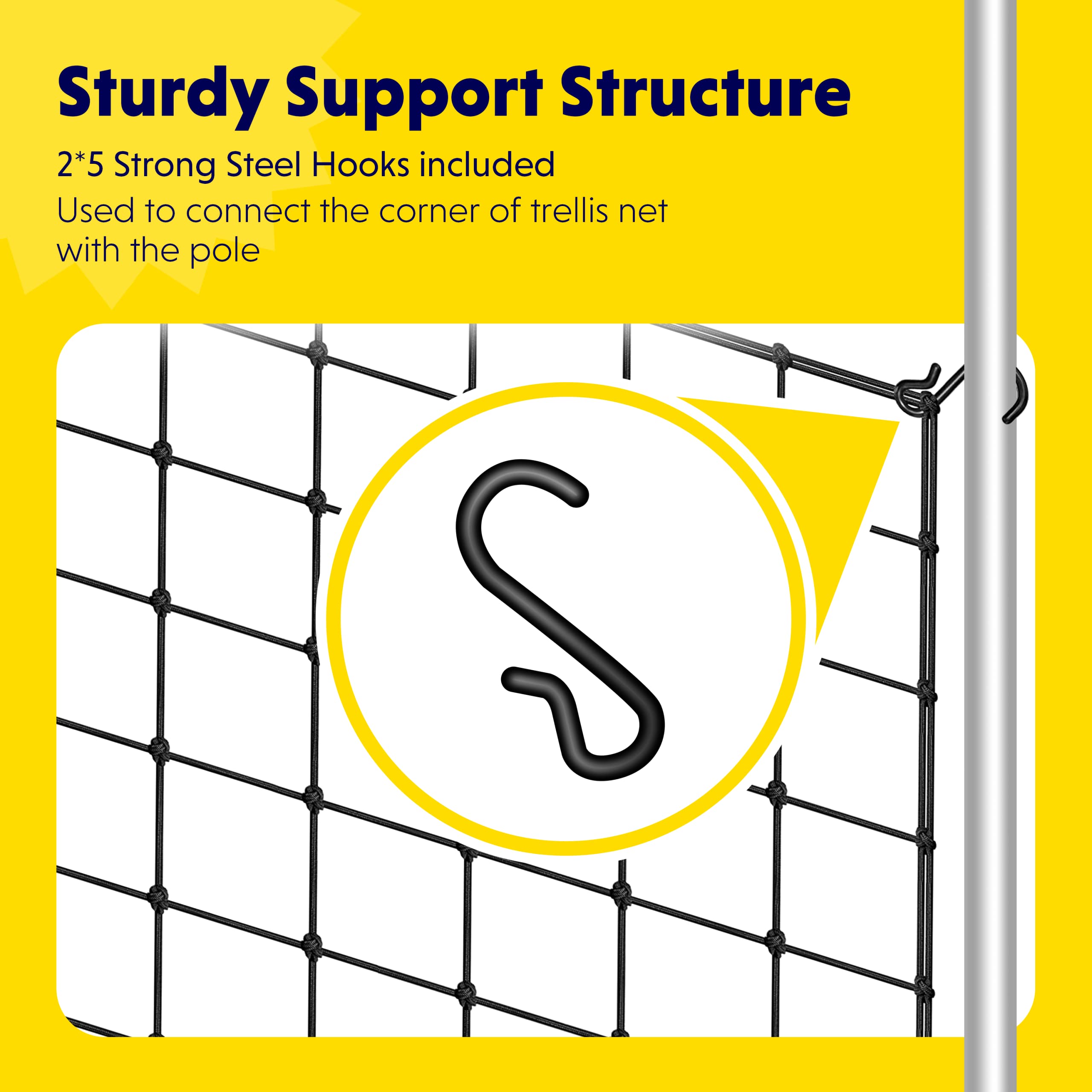 iPower Elastic Trellis Netting for 5x5FT Grow Room, Heavy-Duty Plant Net with Hooks, Flexible Hydroponics Support for Indoor Plants, Gardening, and Horticulture - Image 4