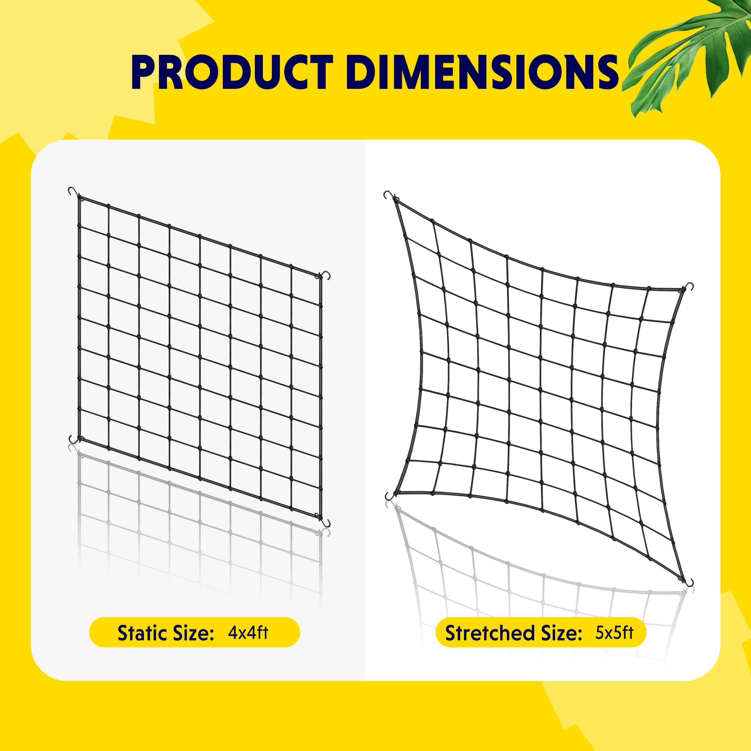 iPower Elastic Trellis Netting for 5x5FT Grow Room, Heavy-Duty Plant Net with Hooks, Flexible Hydroponics Support for Indoor Plants, Gardening, and Horticulture - Image 5