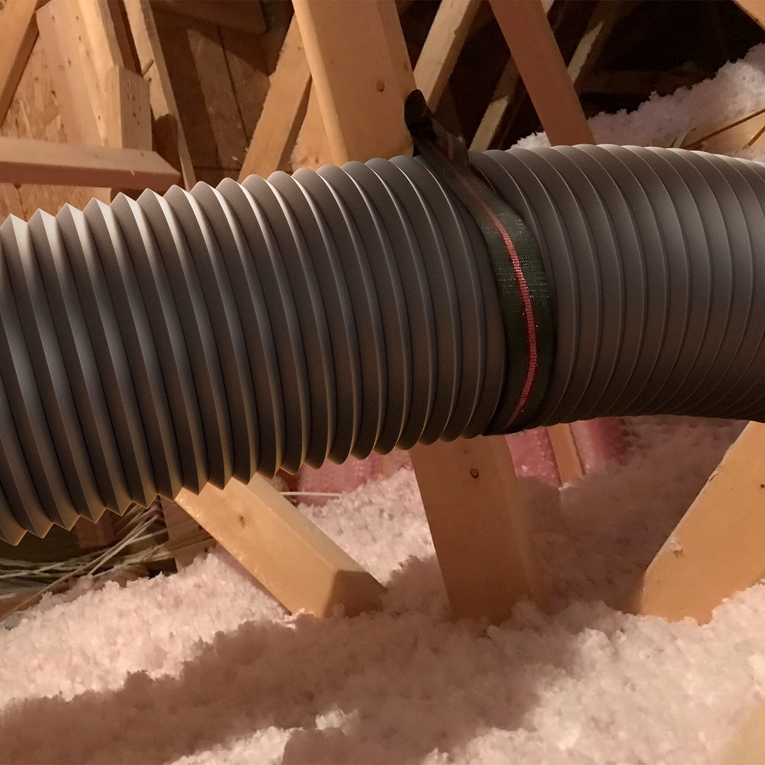 iPower Flexible 12 Inch 8 Feet Aluminum Ducting 4 Layer Protection Dryer Vent Hose for HVAC Heating Cooling Ventilation and Exhaust, 2 Clamps Included, PVC 12 in 8ft, Black - Image 7