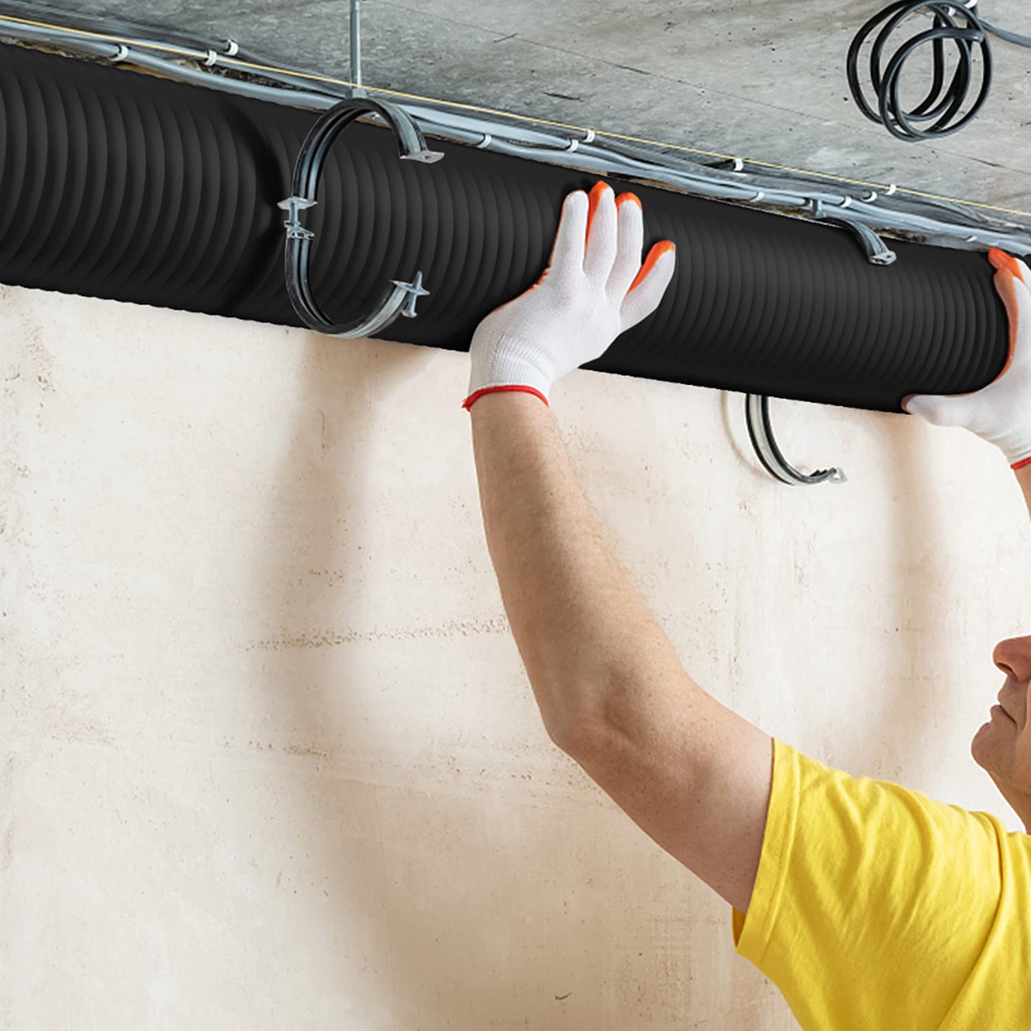 iPower Flexible 4 Inch 8 Feet Aluminum Ducting 4 Layer Protection Dryer Vent Hose for HVAC Heating Cooling Ventilation and Exhaust, 2 Clamps Included, Black - Image 10