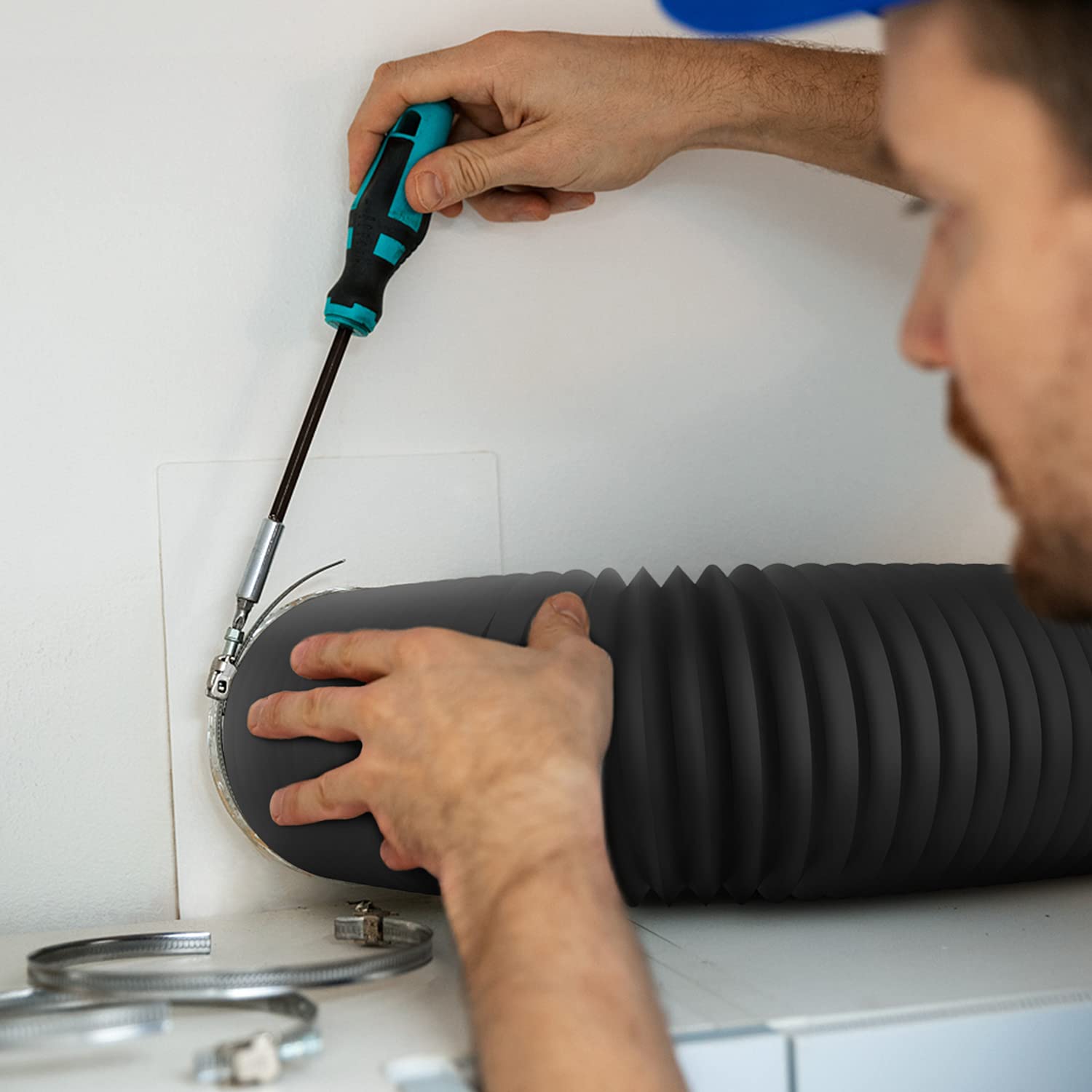 iPower Flexible 4 Inch 8 Feet Aluminum Ducting 4 Layer Protection Dryer Vent Hose for HVAC Heating Cooling Ventilation and Exhaust, 2 Clamps Included, Black - Image 7