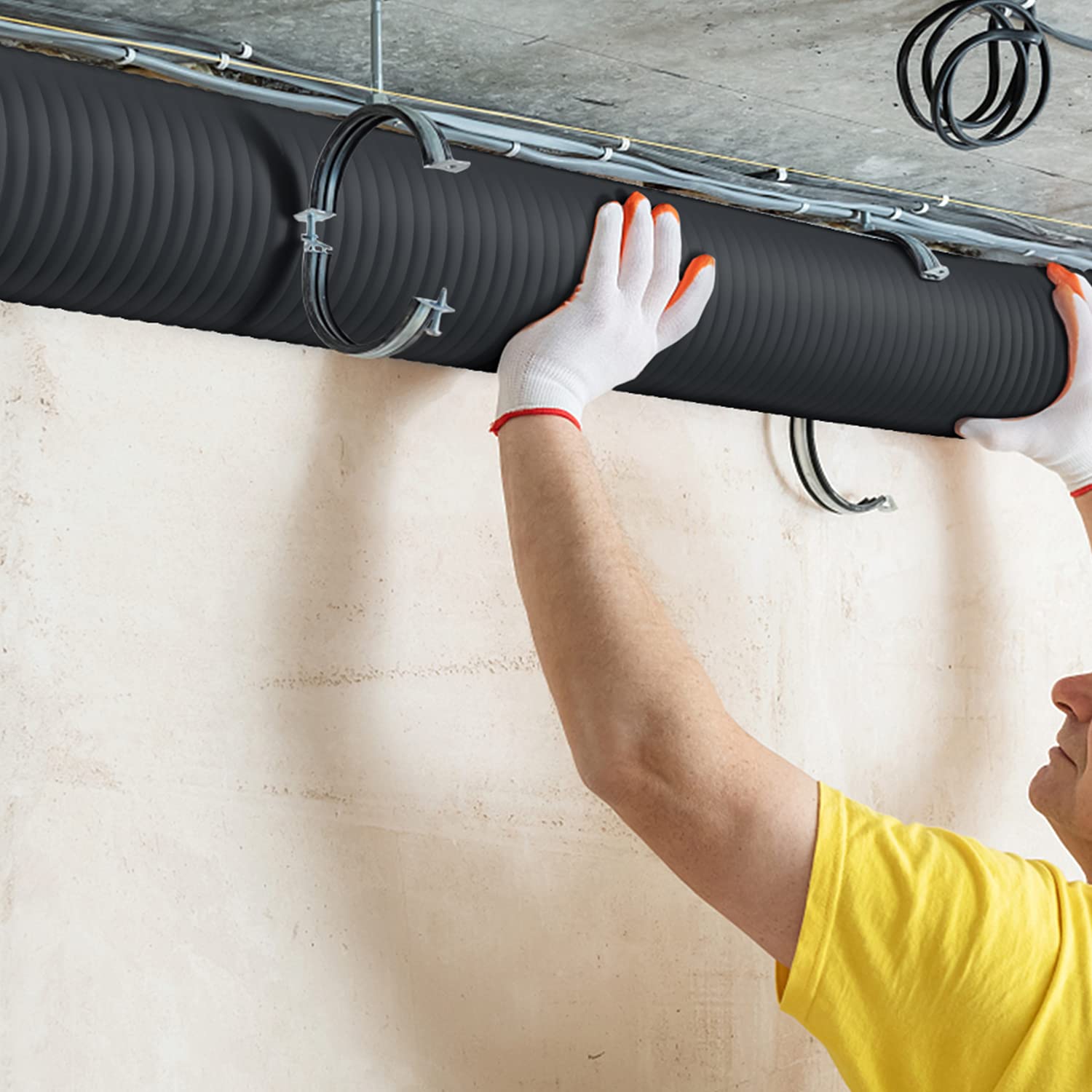 iPower Flexible 4 Inch 8 Feet Aluminum Ducting 4 Layer Protection Dryer Vent Hose for HVAC Heating Cooling Ventilation and Exhaust, 2 Clamps Included, Gray - Image 10