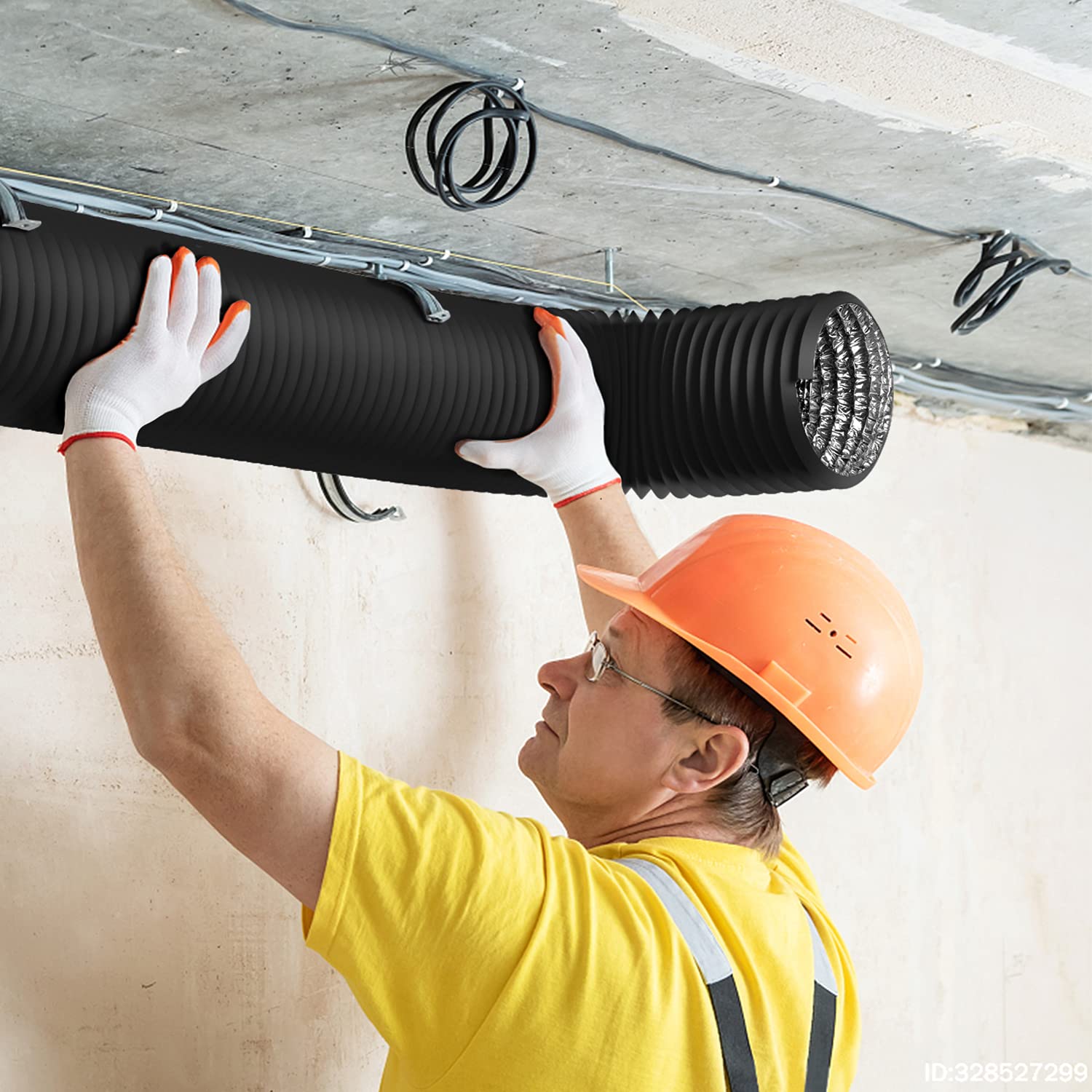 iPower Flexible 8 Inch 8 Feet Aluminum Ducting 4 Layer Protection Dryer Vent Hose for HVAC Heating Cooling Ventilation and Exhaust, 2 Clamps Included, Black - Image 8