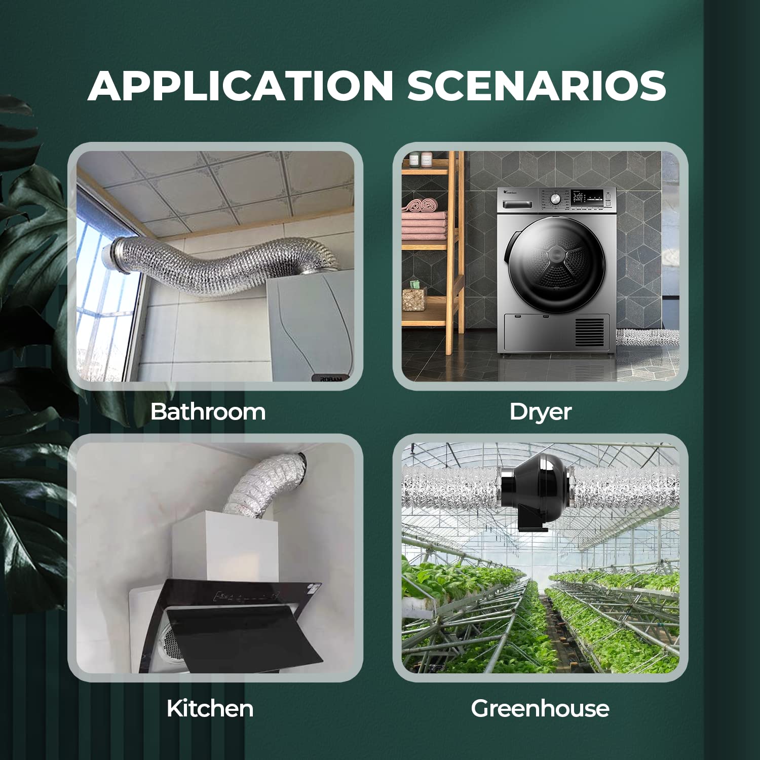 iPower GLDUCT16CV1 6 Inch 16 Feet Non-Insulated Flex Air Aluminum Ducting Vent Hose for Grow Tents, Dryers, 6'' X 16', HVAC Ventilation - Image 6