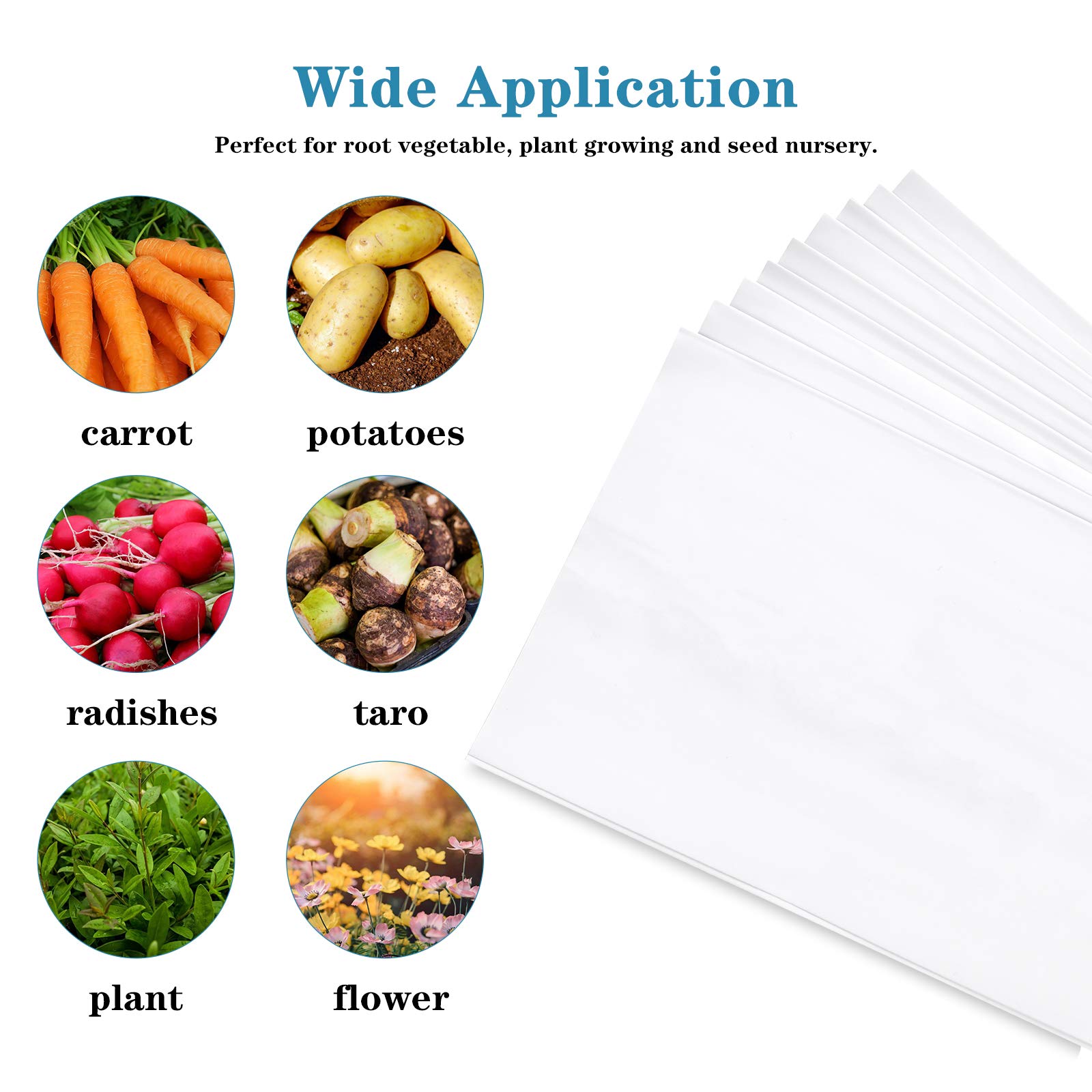 iPower GLGROWBAGFILM1X50 50-Pack 1 Gallon Black and White Grow Bags Panda Film Containers for Plants, Seedling and Rooting, Square Shape - Image 5