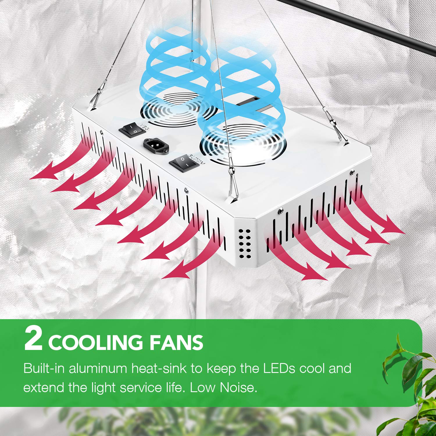 iPower GLLEDXCOB2000E 200W LED Plant Grow Light Full Spectrum with CREE COB and Adjustable Rope, Indoor Hydroponics - Image 3