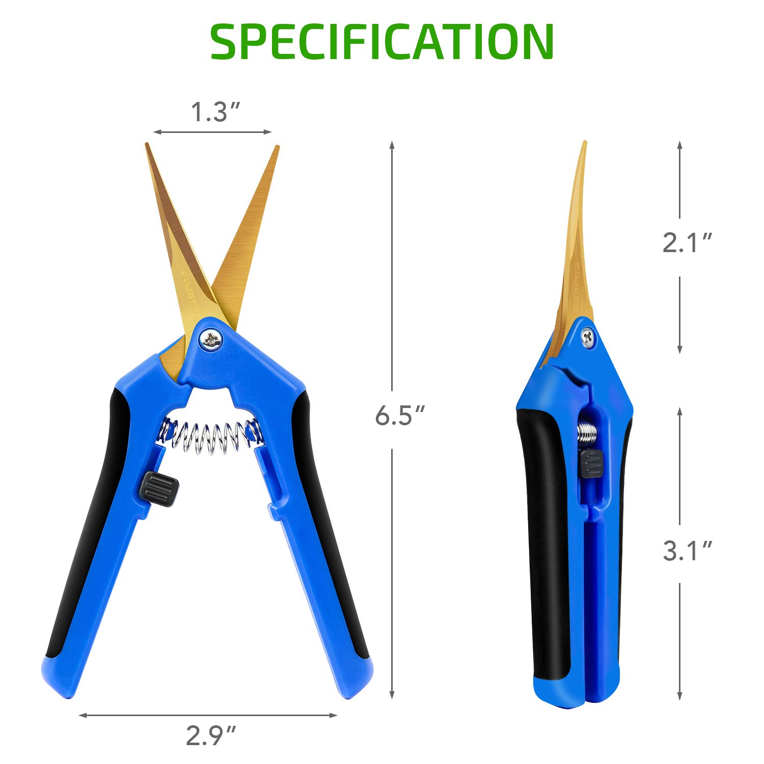 iPower GLPRNR6BLTIX2 2-Pack 6.5” Gardening Hand Pruner Shears with Titanium Coated Curved Precision Blades for Trimming House Plants, Blue - Image 4
