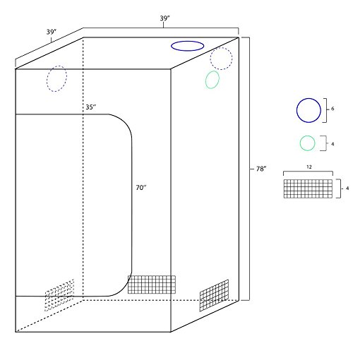 iPower GLTENTS1A Hydroponic Water-Resistant Grow Tent Floor Tray, Tool Bag for Indoor Plant Seedling, Propagation, Blossom, 36" x 36" x 72", Black - Image 3