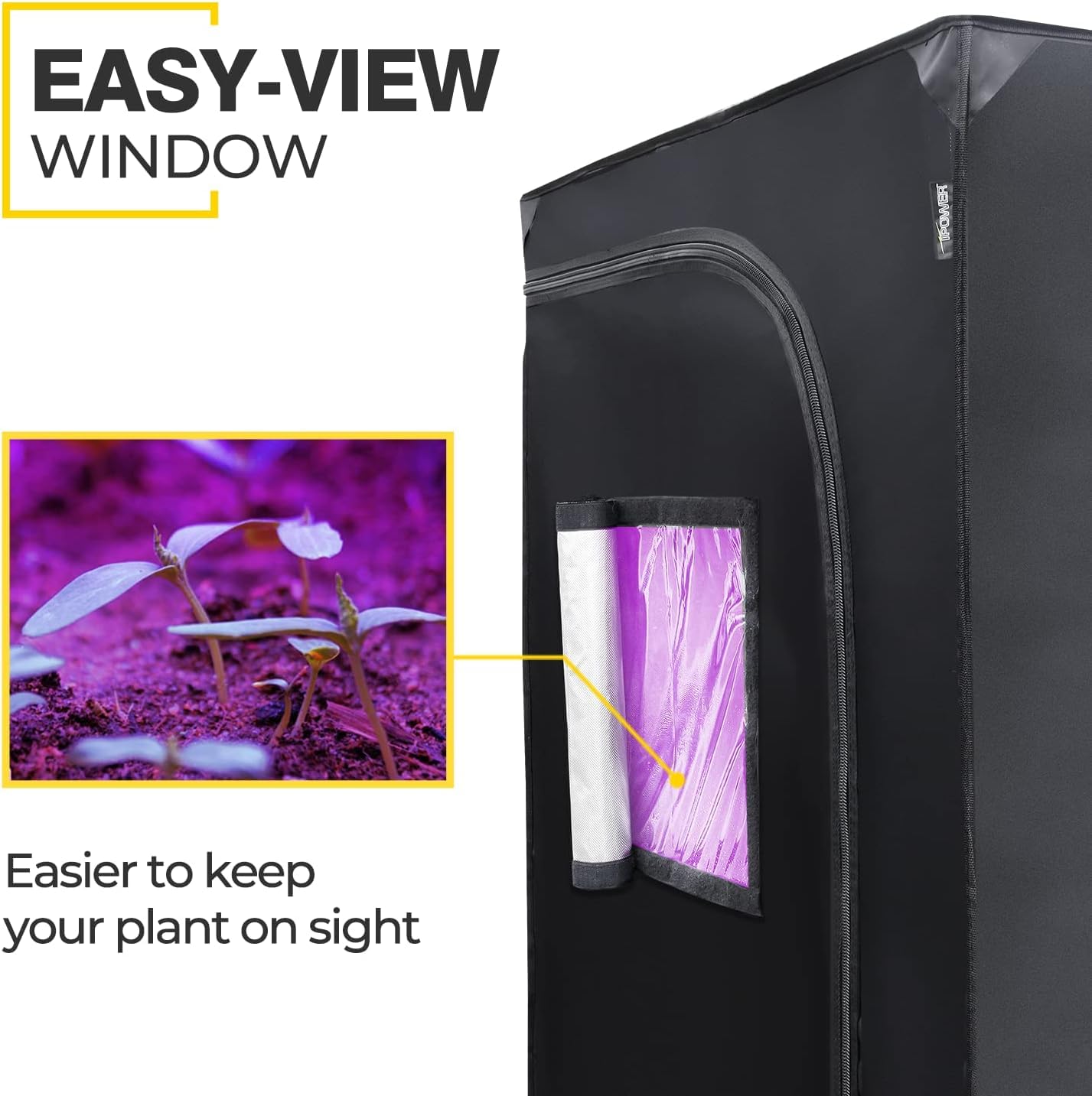 iPower Grow Tent, 31"x32"x63", Indoor Hydroponic Water-Resistant System, Easy Setup, with Removable Floor Tray and Observation Window for Seedling, Propagation, Blossom - Image 4