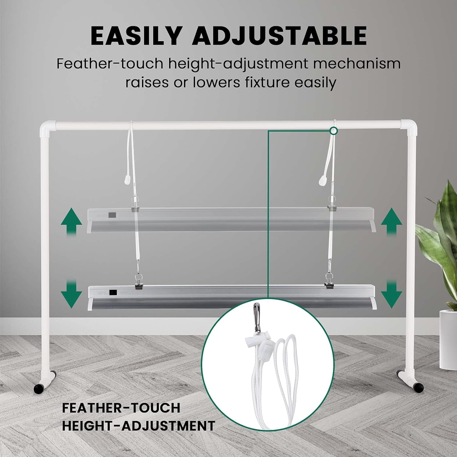 iPower LED Grow Light Stand Natural White Full Spectrum for Indoor Plant Starting Seeds and Propagating Cuttings, Height Adjustable, 2 Feet - Image 5