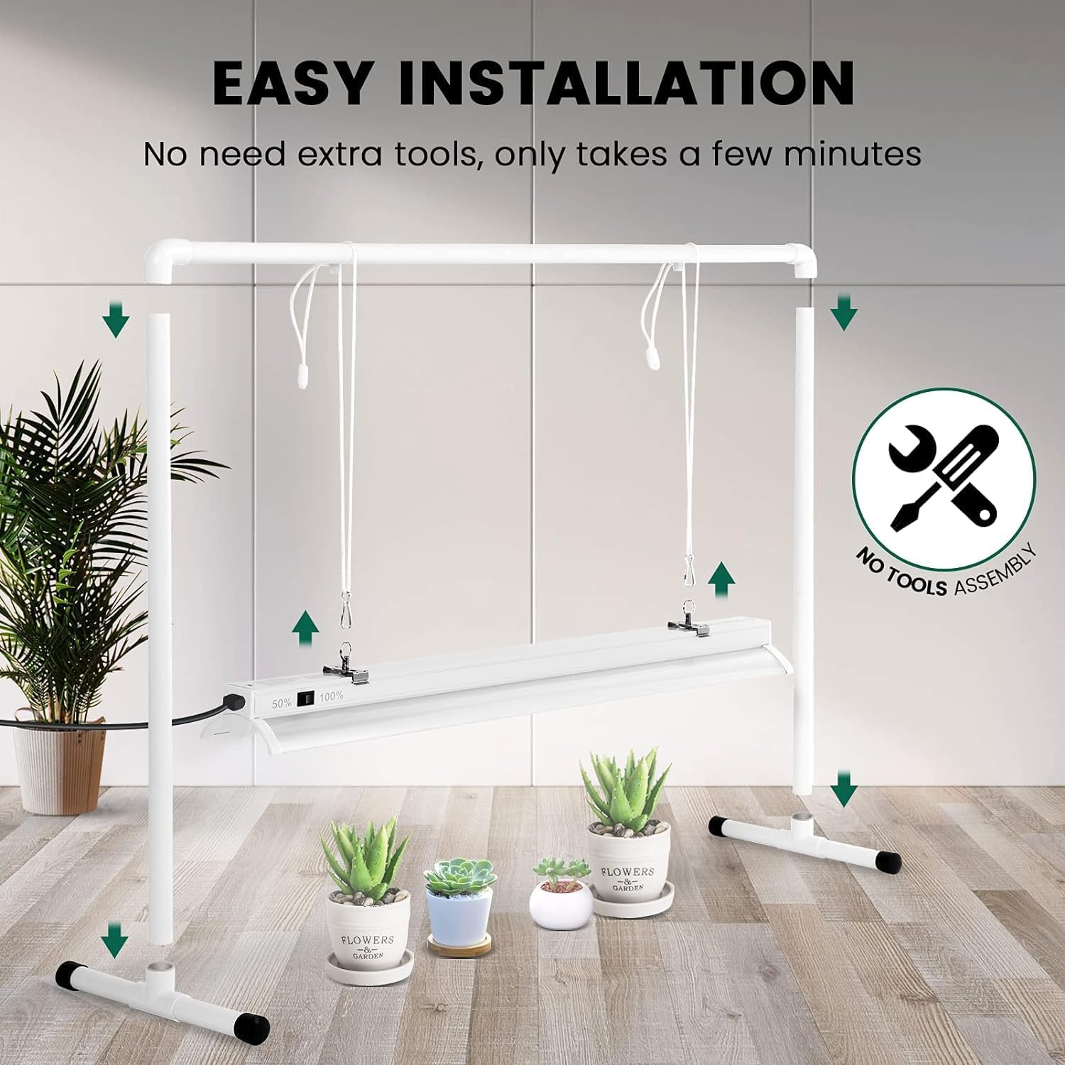 iPower LED Grow Light Stand Natural White Full Spectrum for Indoor Plant Starting Seeds and Propagating Cuttings, Height Adjustable, 2 Feet - Image 7