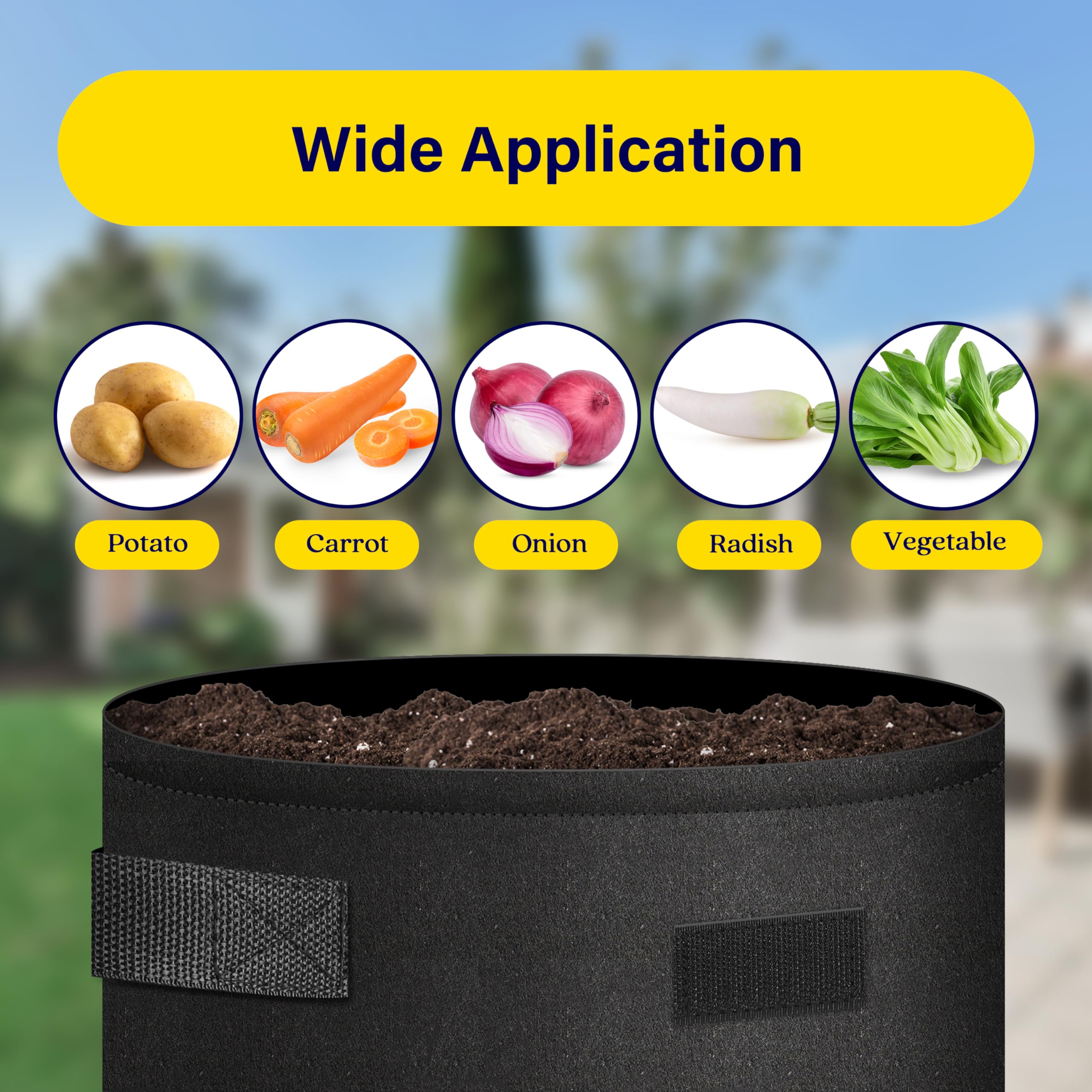 iPower Potato Grow Bags with Flap 7 Gallon 6 Pack, Garden Planting Pot with Durable Handle and Harvest Window, Thickened Nonwoven Fabric Container for Potato, Tomato, Carrot, Vegetable and Fruits - Image 7