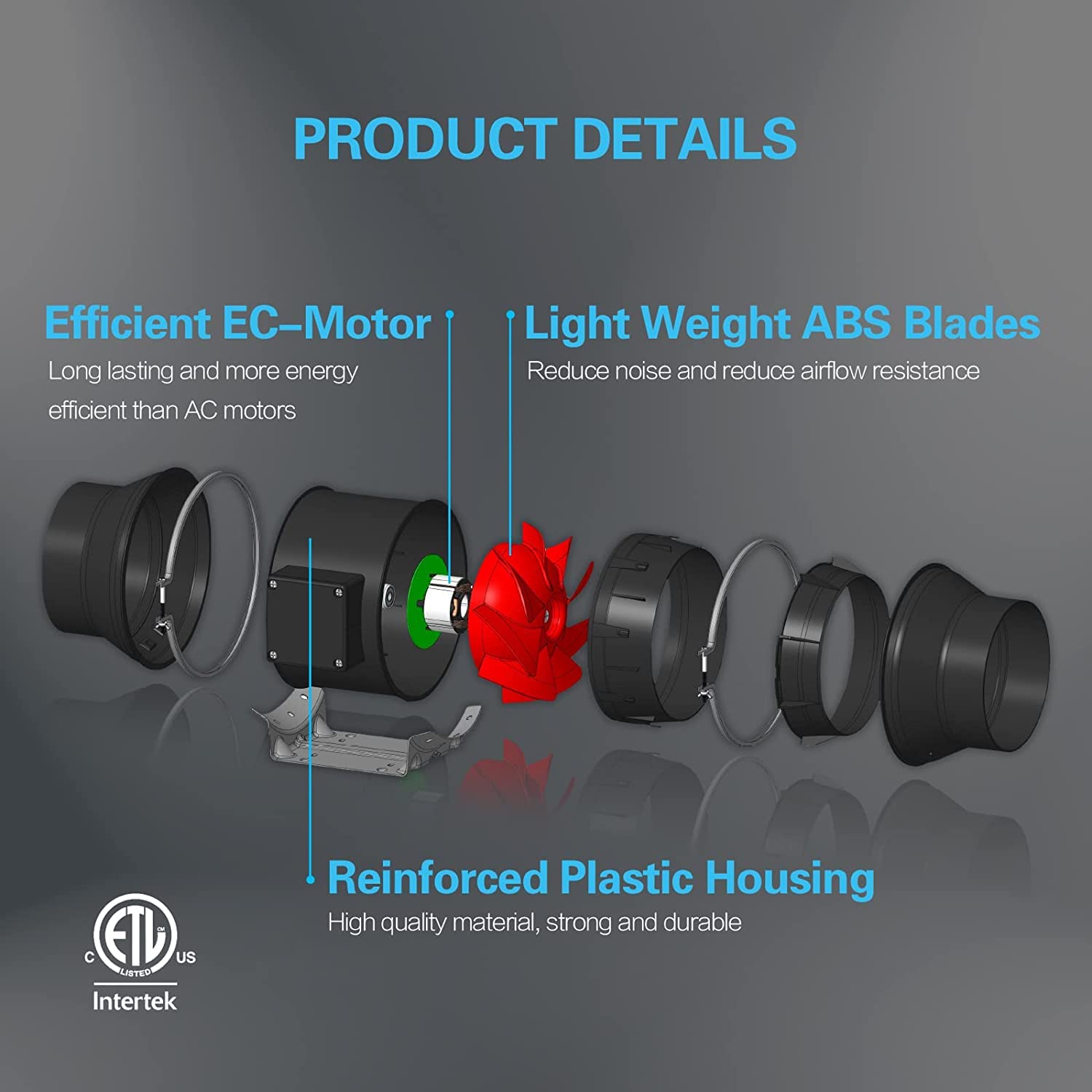 iPower Smart Ventilation Inline Fan 6 Inch with Temperature Humidity Controller, WiFi App, Voice Control with Alexa, Carbon Filter and 8 Feet PVC Ducting for Grow Tent, Black - Image 4